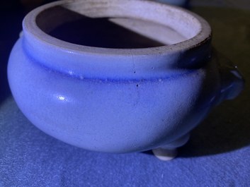 A Chinese junyao tripod censer and a qingbai 'lotus' bowl, Song