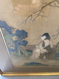 Ecole chinoise, encre et couleurs sur soie: Huit sc&egrave;nes &eacute;rotiques et romantiques, 18/19&egrave;me