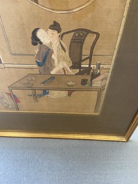 Ecole chinoise, encre et couleurs sur soie: Huit sc&egrave;nes &eacute;rotiques et romantiques, 18/19&egrave;me