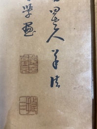Jie San (20e eeuw), inkt en kleur op papier: 'Zhonghan, Xin Chou en Meng Xia voor een schilderij'
