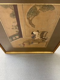 Chinese school, inkt en kleur op zijde: Acht erotische en romantische sc&egrave;nes, 18/19e eeuw