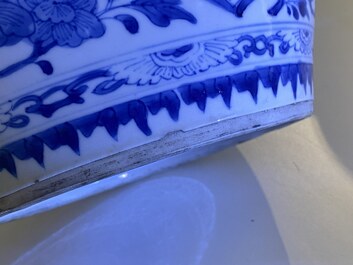 A Chinese blue and white jar with figurative medallions, Kangxi