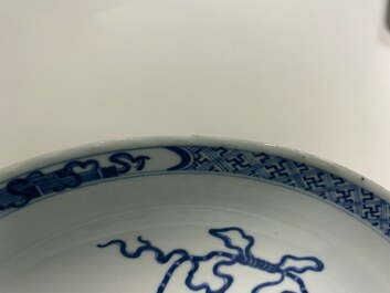 Eleven Chinese blue and white plates, Kangxi and later