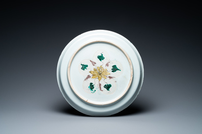 A Chinese doucai dish with a narrative scene, Kangxi/Yongzheng