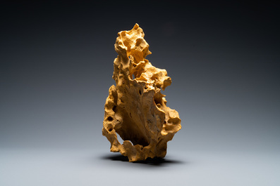 A Chinese yellow 'gongshi' scholar's rock, 19/20th C.