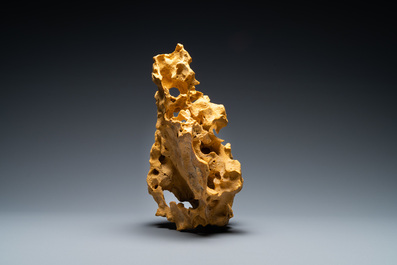 A Chinese yellow 'gongshi' scholar's rock, 19/20th C.