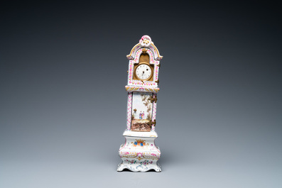 A polychrome French faience pocket watch holder, Marseille, 19th C.