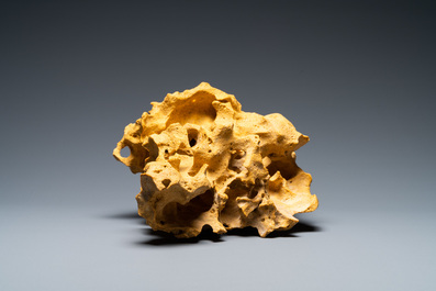 A Chinese yellow 'gongshi' scholar's rock, 19/20th C.