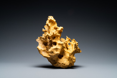 A Chinese yellow 'gongshi' scholar's rock, 19/20th C.