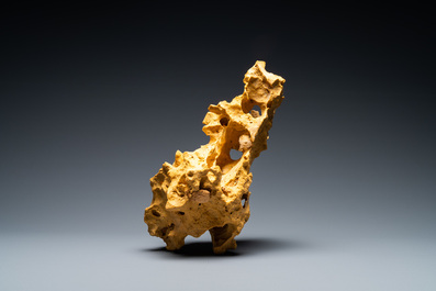 A Chinese yellow 'gongshi' scholar's rock, 19/20th C.