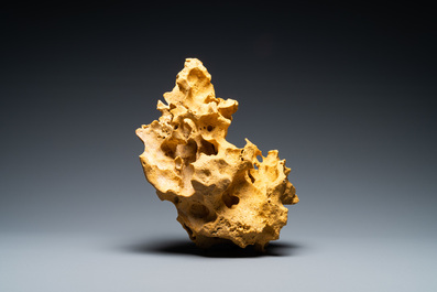 A Chinese yellow 'gongshi' scholar's rock, 19/20th C.