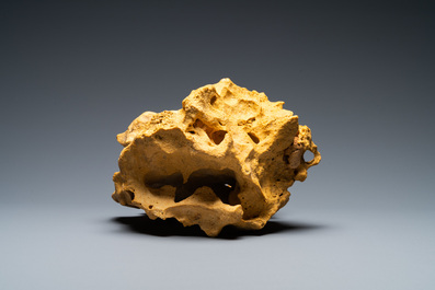 A Chinese yellow 'gongshi' scholar's rock, 19/20th C.