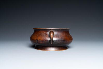 A Chinese bronze censer, Xuande mark, Kangxi
