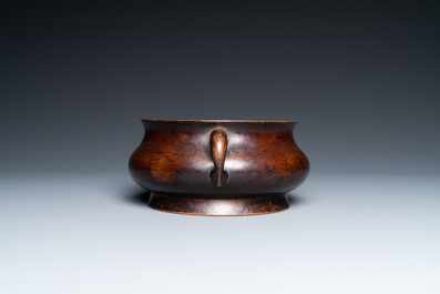 A Chinese bronze censer, Xuande mark, Kangxi