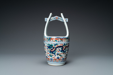 A Japanese wucai-style bucket for the Chinese market, Wanli mark, Republic