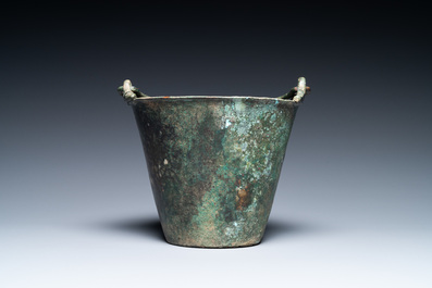 An Eastern Roman or Byzantine bronze 'situla' bucket, 9/10th C.