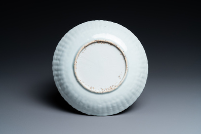 A Chinese blue and white chysanthemum-moulded ko-sometsuke 'tiger' dish for the Japanese market, Tianqi/Chongzhen