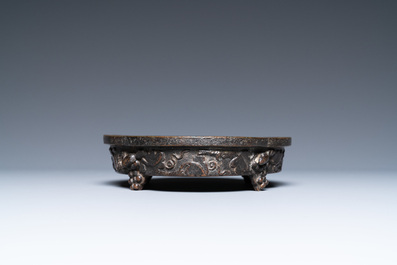 A Chinese bronze quadrifoil brushwasher, Kangxi