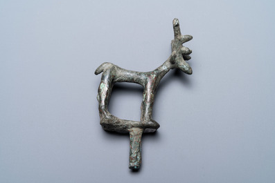 A Luristan bronze deer pin, Iran, 1st millenium BC