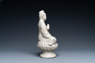 A pale celadon-glazed figure of Quan Am, North-Vietnam, 17/18th C.