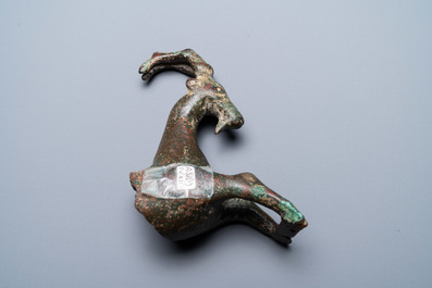 A Luristan bronze fragment of a ram, Iran, 1st millenium BC