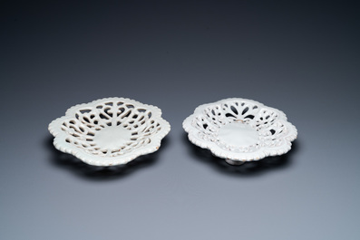 A pair of reticulated Italian white-glazed dishes, Faenza, 17th C.