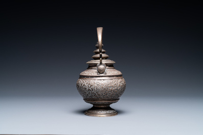 A Thai silver teapot and cover, 19th C.
