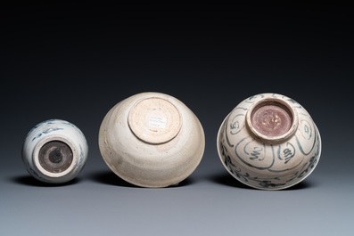 Four blue and white and monochrome Vietnamese or Annamese wares, 15/16th C.