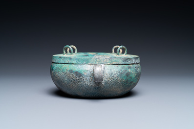 A Chinese archaic bronze 'zhou' bowl and cover, Spring and Autumn period