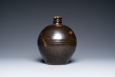 A Chinese black-brown-glazed russet-splashed jar, Henan kilns, Song