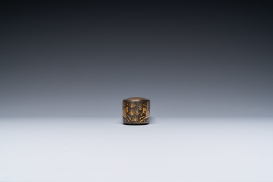 A Qajar gold-damascened 'qalamdan' penbox, Iran, 19th C.