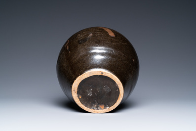 A Chinese black-brown-glazed russet-splashed jar, Henan kilns, Song