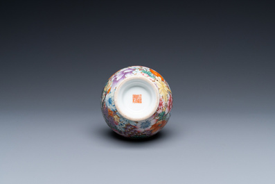 A Chinese famille rose 'millefleurs' vase, Qianlong mark, Republic
