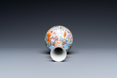 A Chinese famille rose 'millefleurs' vase, Qianlong mark, Republic