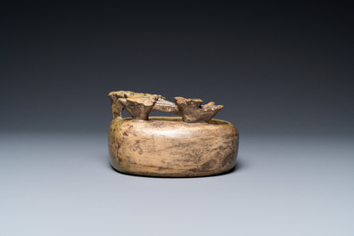 A Chinese 'duan' stone brush washer inscribed 心静能寿 and Shi Ru mark, 17th C.