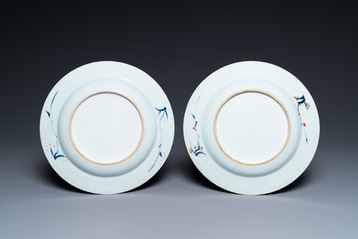 A pair of Chinese verte-Imari 'Governor Mc Duff' plates, Yongzheng