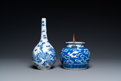 Three Chinese 'Bleu de Hue' porcelain wares for the Vietnamese market, 19th C.