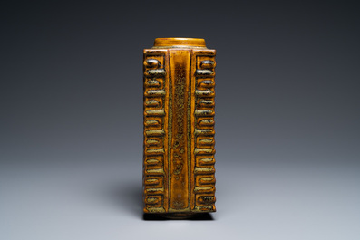 A Chinese imitation bronze-glazed 'cong' vase, Yongzheng/Qianlong