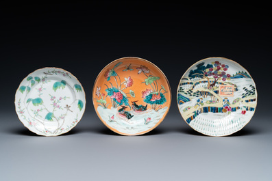 Trois coupes en porcelaine de Chine famille rose, Daoguang/Guangxu