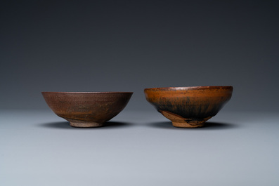 Two Chinese 'hare's fur' tea bowls, Song or later