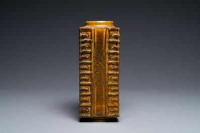 A Chinese imitation bronze-glazed 'cong' vase, Yongzheng/Qianlong