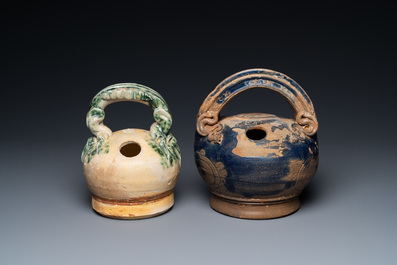 Two Vietnamese glazed pottery lime pots, L&ecirc; Dynasty, Bat Trang kilns, 15/17th C.