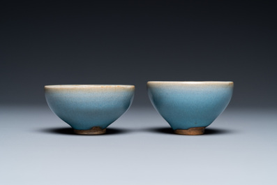 Two Chinese junyao Song-style bowls, probably Qing