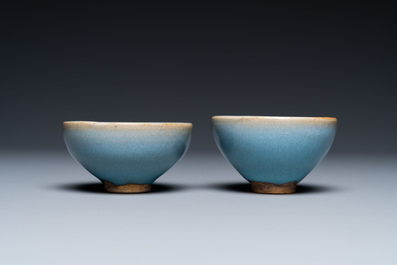 Two Chinese junyao Song-style bowls, probably Qing