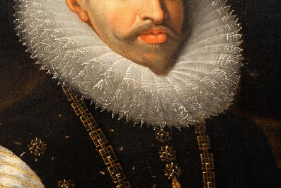 Justus Sustermans (1597-1681), toegeschr. aan: Een paar portretten van Albrecht &amp; Isabella, olie op doek, 1e helft 17e eeuw