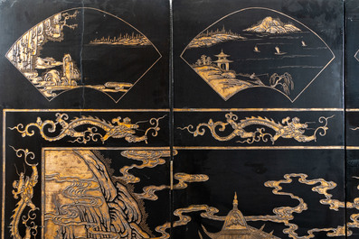 A Chinese eight-panel coromandel lacquer screen, 18/19th C.