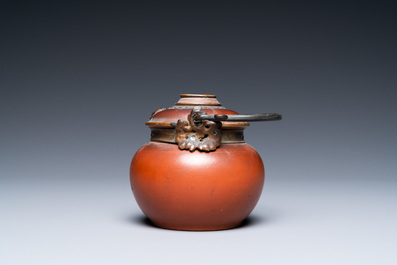 A Chinese Yixing poem-engraved stoneware waterpipe for the Vietnamese or Thai market, 19th C.