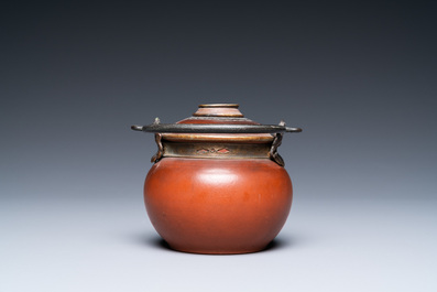 A Chinese Yixing poem-engraved stoneware waterpipe for the Vietnamese or Thai market, 19th C.