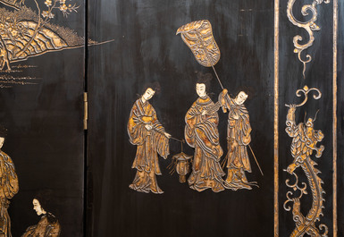 A Chinese eight-panel coromandel lacquer screen, 18/19th C.