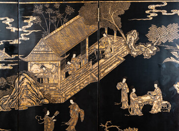 A Chinese eight-panel coromandel lacquer screen, 18/19th C.